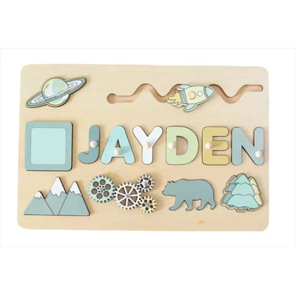 Montessori Personalized Wooden Name Puzzle — Custom Letter Board Educational Toy for Babies