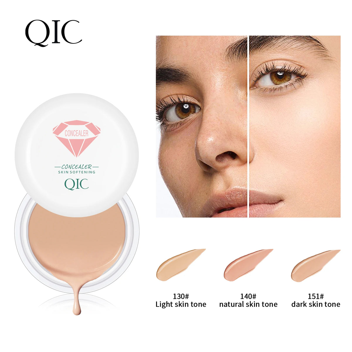 QIC Waterproof Concealer Cream - Sweatproof Full Coverage Tattoo Cover Foundation for All Skin Types