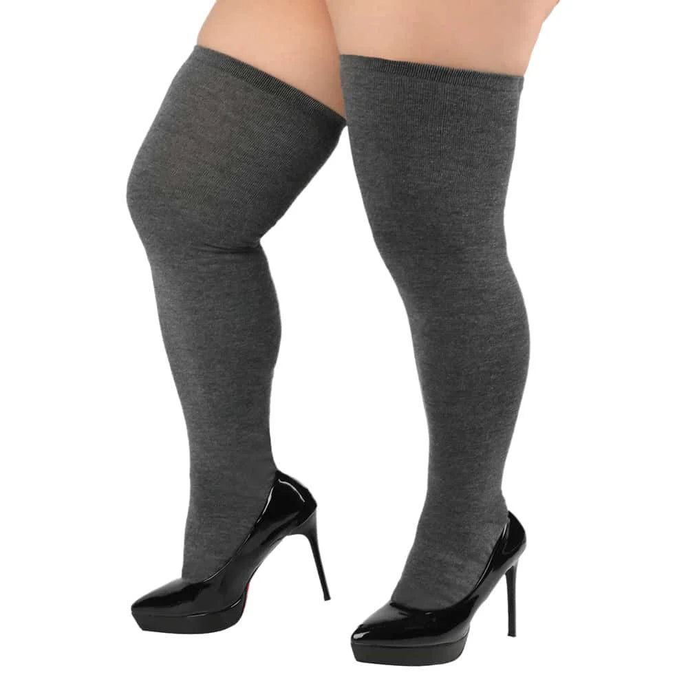 Oversized Women’s Leg Warmers - Thigh-High Over-Knee Socks in White or Black, Plus Size 3XL–5XL