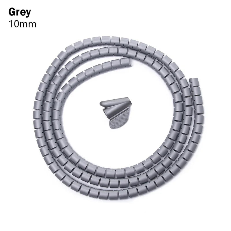 2M Spiral Cable Protector — Wire Organizer Tube for Computer Cords, Cable Management Clip, 10/16/22/28/32mm
