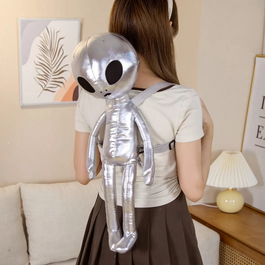 60cm Fashion Alien Plush Backpack – Soft PU ET Stuffed Doll Toy, Creative Gift for Kids & Children