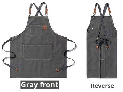 New Fashion Canvas Kitchen Apron – Unisex Chef Work Apron for Grill, Restaurant, Bar, Shop, Cafes, and Beauty Nail Studios