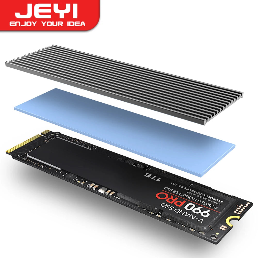 JEYI M.2 SSD Heatsink - Aluminum PS5 Radiator with Silicone Thermal Pad for NVMe NGFF M.2 2280 PCIe SSD