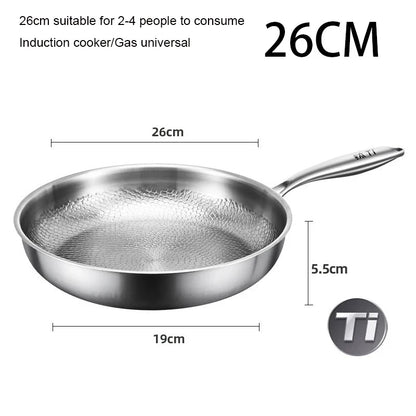 German Pure Titanium Frying Pan - Non-Stick Uncoated Fish Scale Hammer Pattern Titanium Alloy Cookware, 26/28/30cm