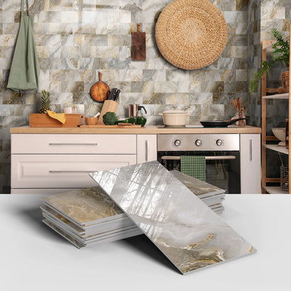 16PCS Marble Pattern Wall Stickers - Waterproof Oil-Proof PET Foam Kitchen Backsplash & Decorative Wallpaper Panels