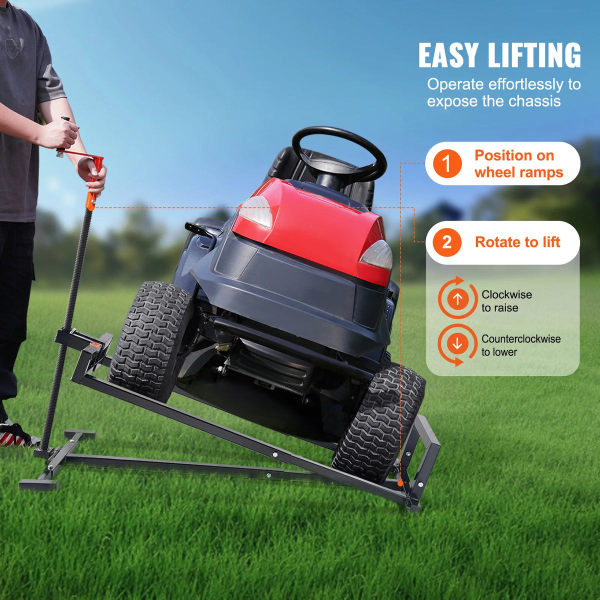 Lawn Mower Lift Jack - Adjustable 500/880 Lbs Hydraulic & Threaded Garden Tractor Lifter