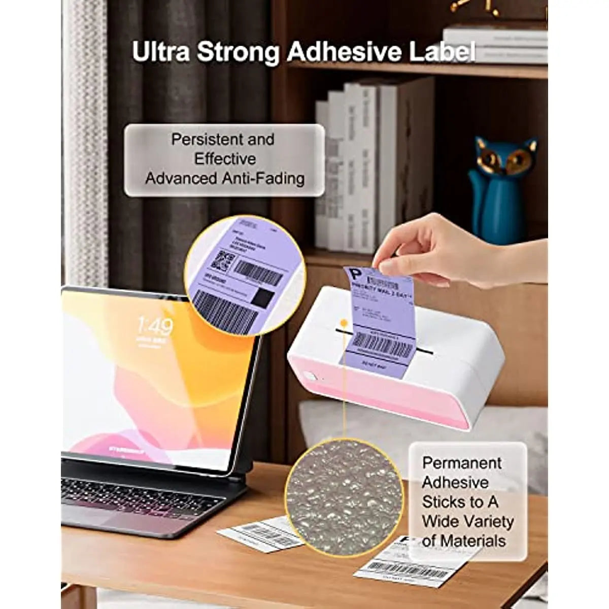 Phomemo 4x6 Thermal Shipping Labels – 500PCS Purple Fanfold Direct Thermal Labels, BPA-Free for Mailing Printer