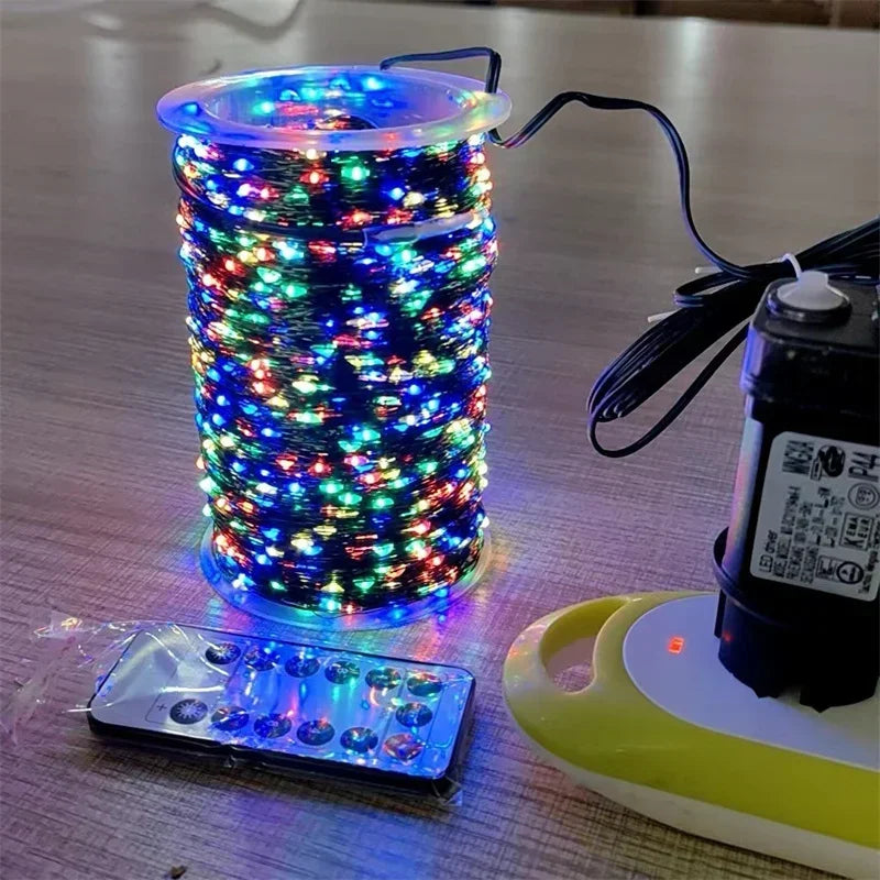 1000 LED Green Wire Fairy String Lights | Waterproof Christmas Tree & Holiday Decor, US/EU Plug 110V/220V