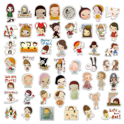 Yoshitomo Nara Sticker Pack - Cute Waterproof Decals for Phone Cases Laptop Suitcases Water Bottles & DIY Crafts