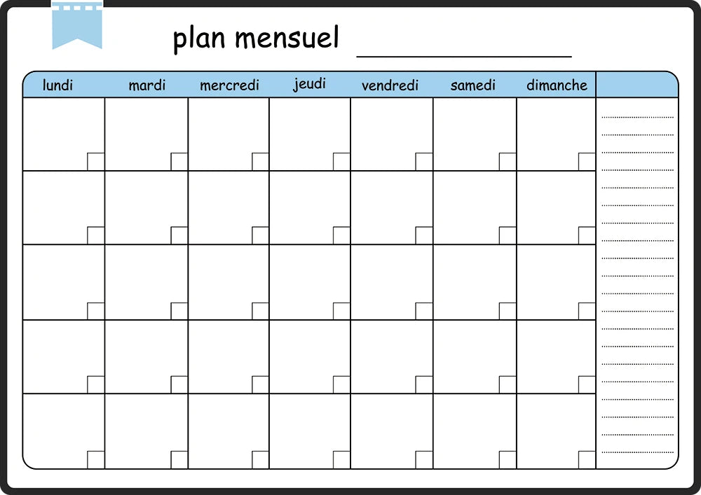 A3 Dry Erase Whiteboard Fridge Calendar – Weekly & Monthly Planner in Spanish, French, English