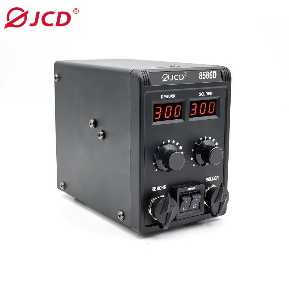 JCD 8586D 2-in-1 750W Soldering Station with Hot Air Gun – LCD Digital Display Electric Soldering Iron for SMD Welding & Rework