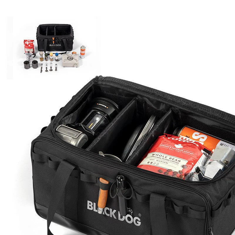 BLACKDOG Camping Equipment Storage Bag - Waterproof 300D Oxford Cloth Travel Organizer with Adjustable Partitions
