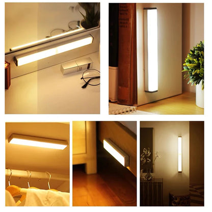 Wireless LED Motion Sensor Night Light: Type C Rechargeable Lamp for Cabinet, Wardrobe, Staircase Backlight - Ideal for Kitchen