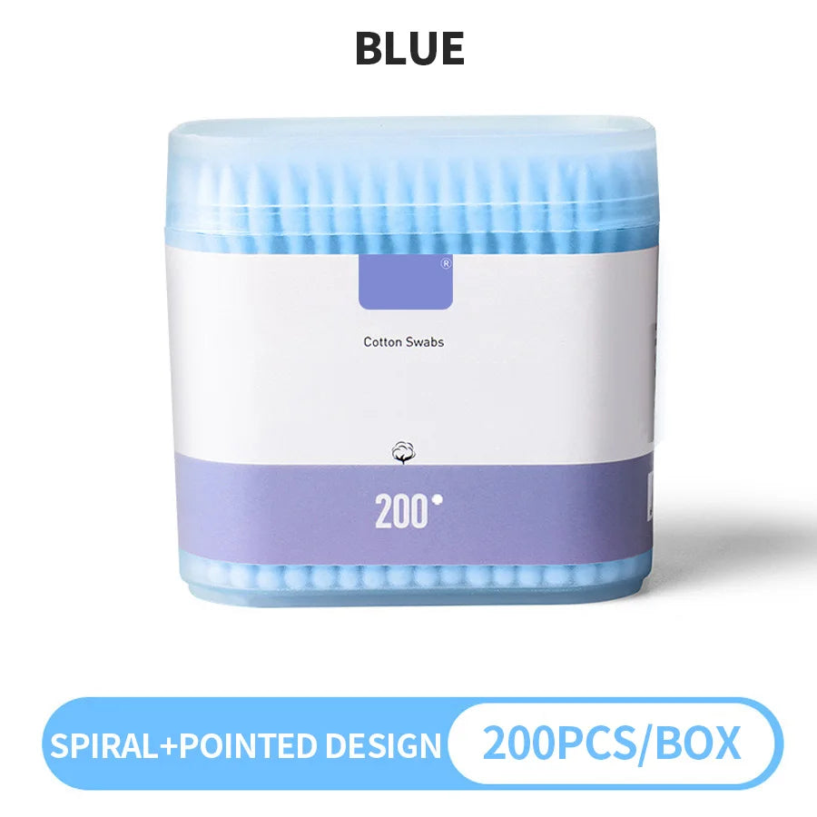 200-Piece Double-Ended Cotton Swabs - Soft Cleaning & Makeup Removal Applicators for Personal Care