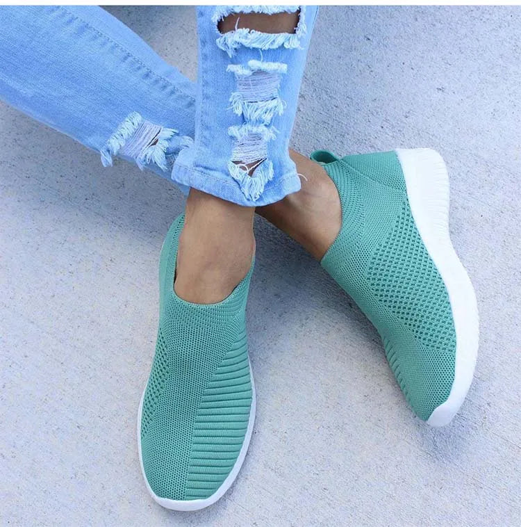 Women’s Fashion Sneakers — Casual Walking Flat Platform Sock-Style Chunky Slip-On Shoes