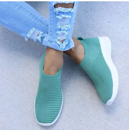 Women’s Fashion Sneakers — Casual Walking Flat Platform Sock-Style Chunky Slip-On Shoes
