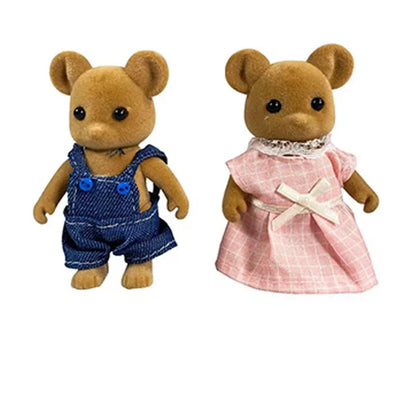 Simulation Forest Rabbit Family Playset – Mini DIY Rabbit & Bear Figure Toys for Kids Gifts