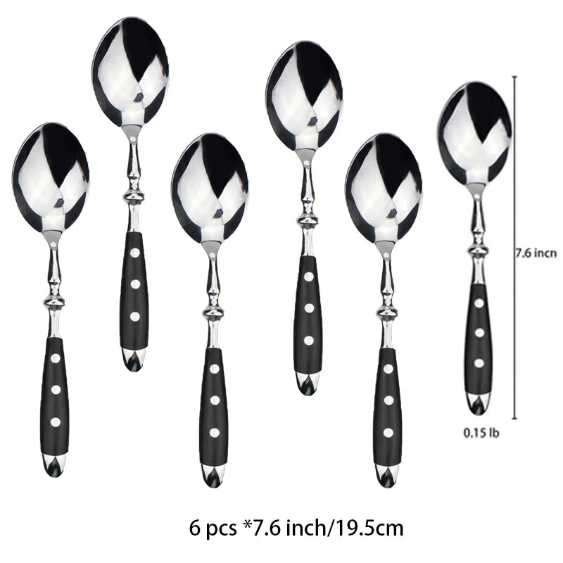 Classic Elegant Stainless Steel Cutlery Set – Fork, Spoon, Knife & Teaspoon Full Dining Steak Dinnerware Collection