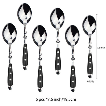 Classic Elegant Stainless Steel Cutlery Set – Fork, Spoon, Knife & Teaspoon Full Dining Steak Dinnerware Collection