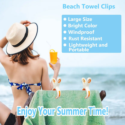 Extra Large Beach Towel Clips - Heavy Duty Chair Towel Holders & Clothes Clips for Cruise and Outdoor Use