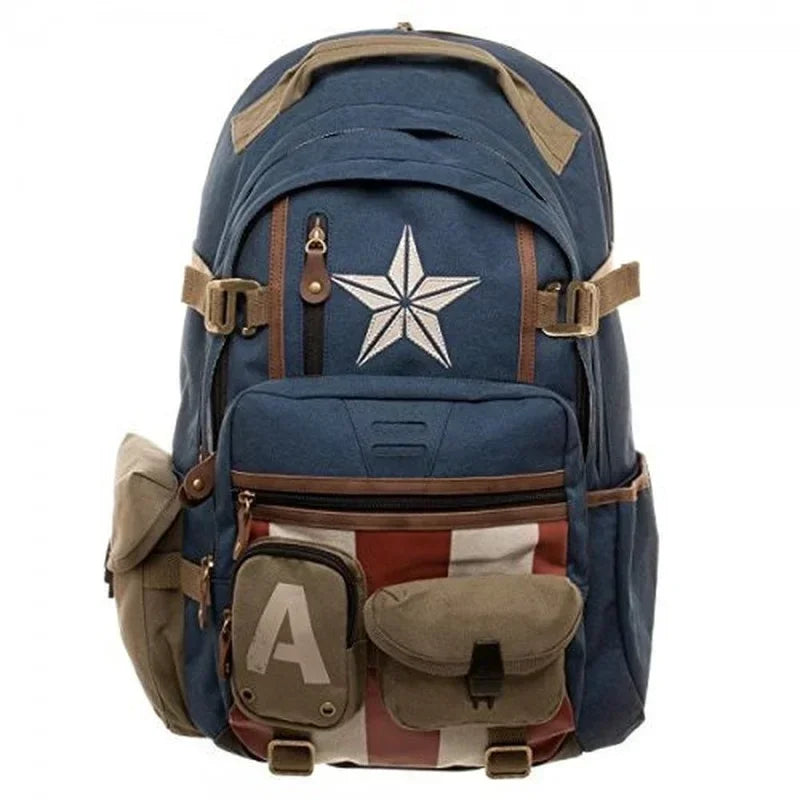 Marvel Avengers Deadpool & Captain America Backpack – Anime Cartoon High-Capacity Travel and Outdoor Leisure Bag