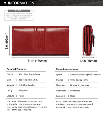 Women’s Genuine Leather Clutch Wallet – RFID Blocking Phone Purse with Zipper Pocket & Card Holder