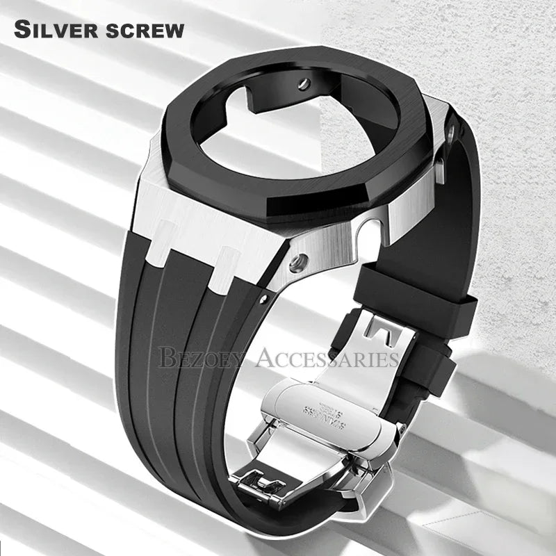 GEN4 Casioak GA2100 Mod Kit – Stainless Steel Case, Bezel, and Rubber Strap Replacement for G-SHOCK GA2100/GA2110