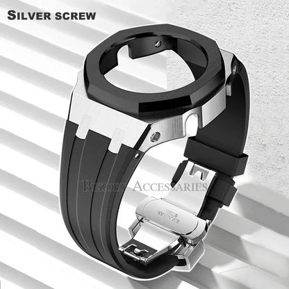 GEN4 Casioak GA2100 Mod Kit – Stainless Steel Case, Bezel, and Rubber Strap Replacement for G-SHOCK GA2100/GA2110