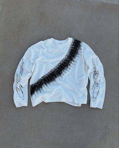Y2K Bullet Letter Graphic Long Sleeve T-Shirt - Retro Streetwear Loose Unisex Casual Top