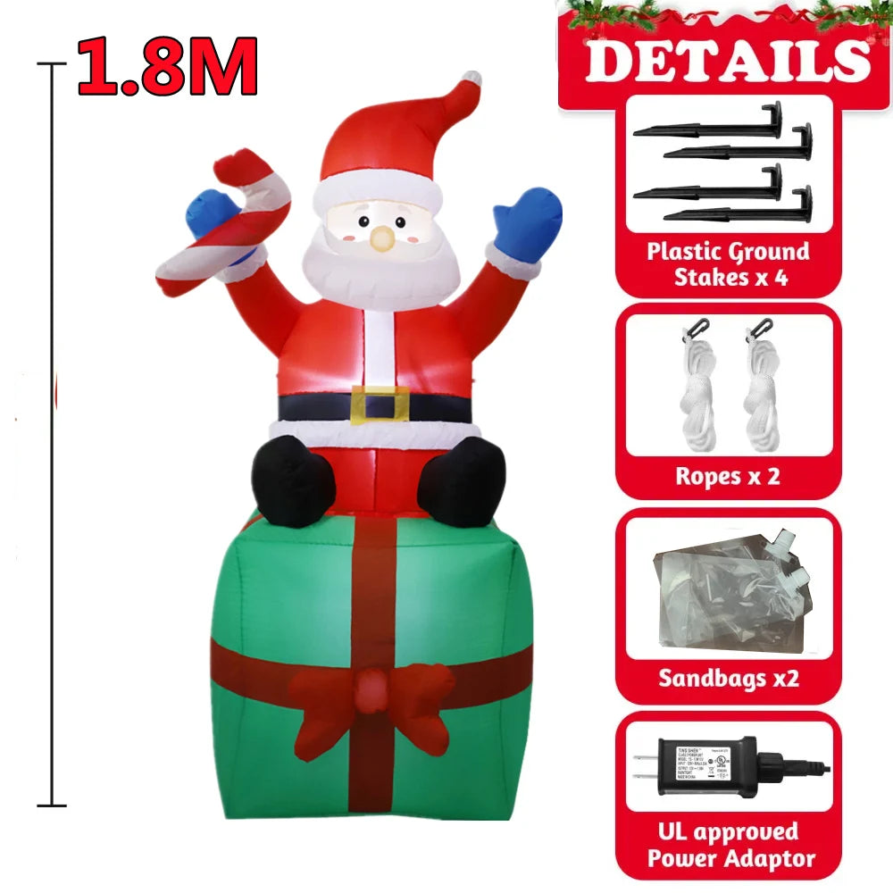 Inflatable Christmas Decorations – Tree, Snowman, Santa, Bear & Gingerbread Man with Built-in LED for Outdoor Garden & Party Decor