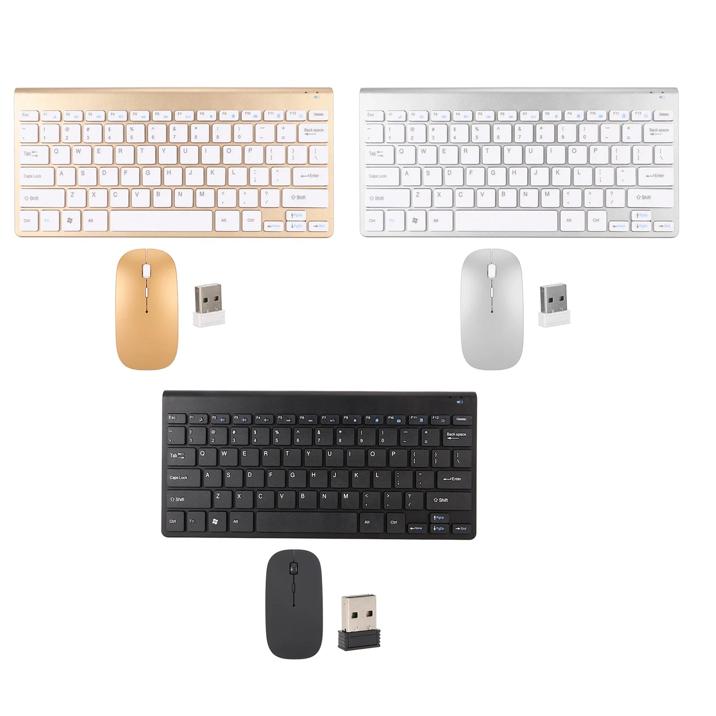 Slim Wireless Keyboard and Mouse Combo – Portable Silent Power-Saving Kit with LED Indicator for Home