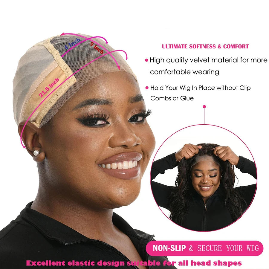 Lace Wig Cap with Grip Band - 4x5 Wider Transparent Lace Cap for Secure Lace Front Wig Fit