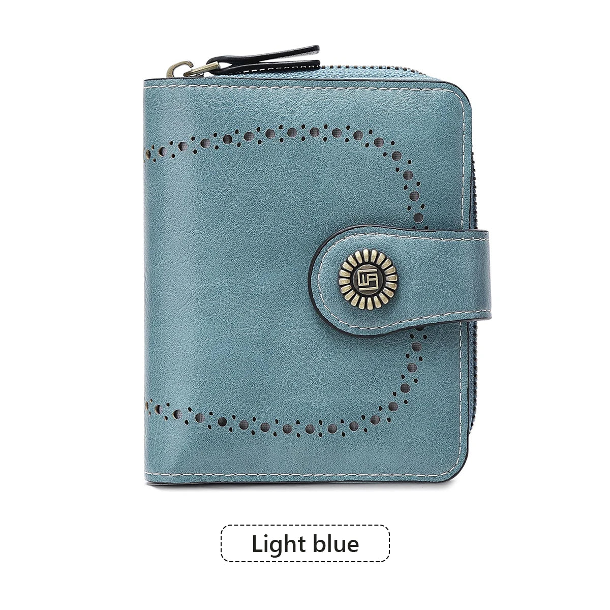 Retro Hollow-Out Short Purse for Women – Multi-Card Zipper Wallet, European & American Fashion Design