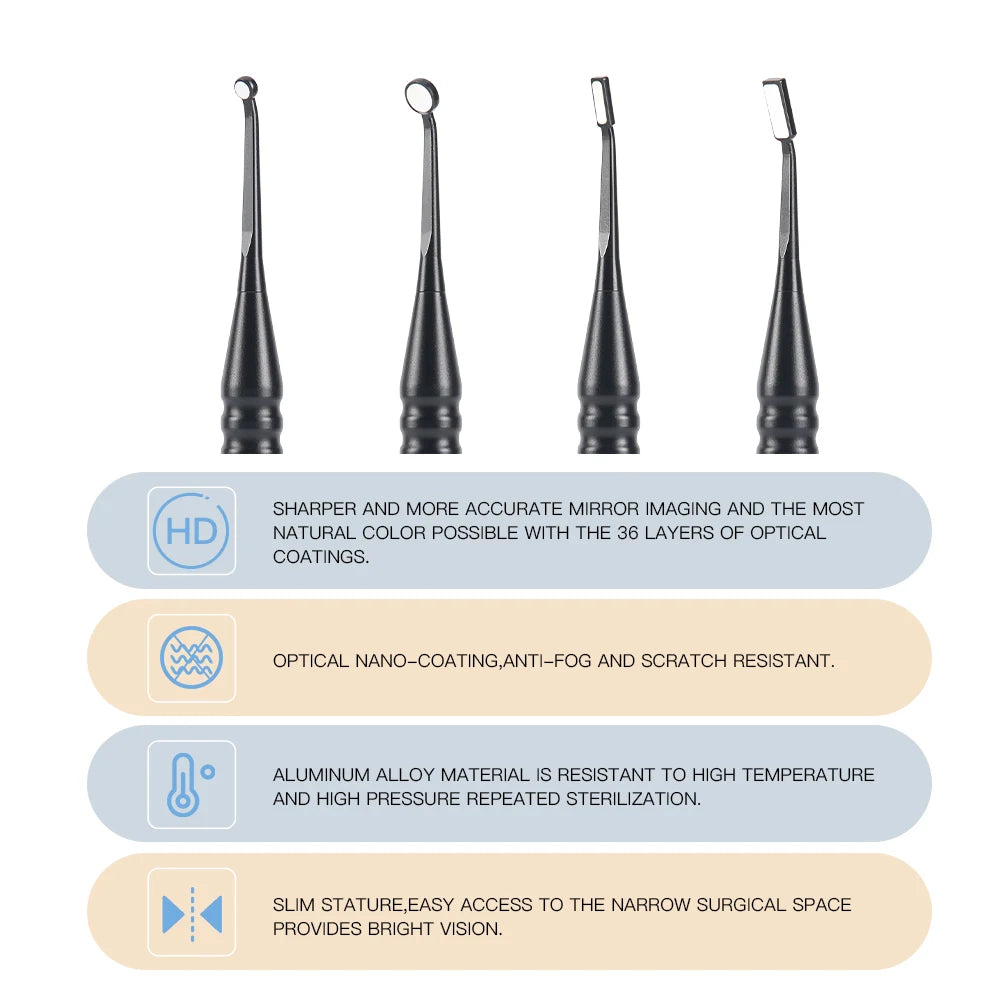 AZDENT Dental Micro Mouth Mirror – 2mm/3mm/5mm Anti-Fog Odontoscope with Detachable Handle for Oral Check