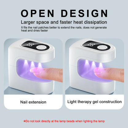 Mini UV LED Nail Dryer Lamp - Quick Gel Polish Curing with LCD Display, 30/60S Timer & USB Power