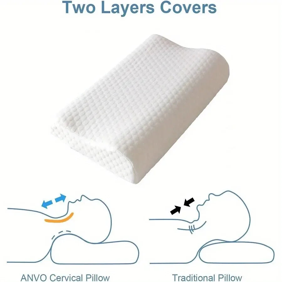Memory Foam Pillow, Knitted Fabric Polyurethane, Slow Rebound Temperature Sensing, Water Cube Core for Anti-Snoring Neck Support