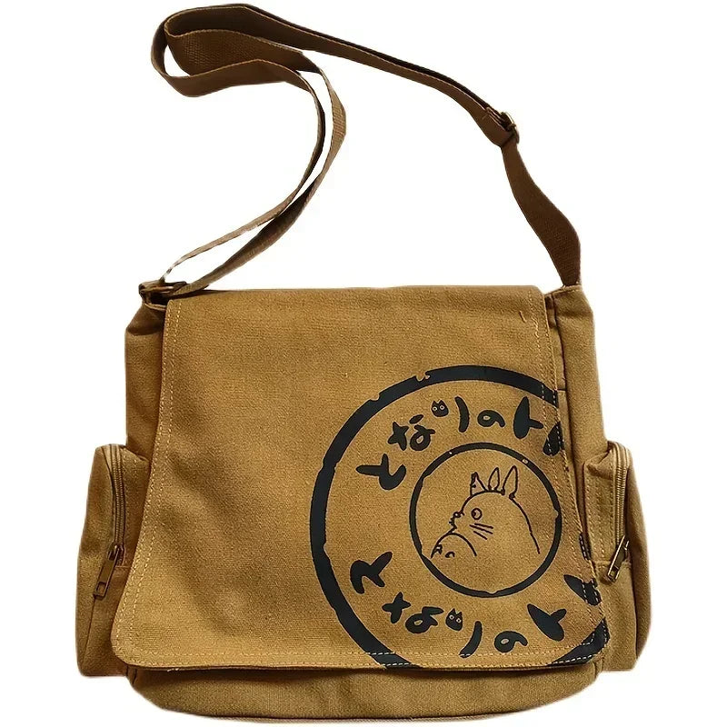 Women’s Large Capacity Canvas Shoulder Bag – Cartoon Crossbody Messenger Tote Bag for Everyday Use