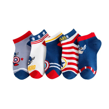 5 Pairs Spiderman Kids Socks – Anime Cartoon Short Socks for Boys & Girls, Summer & Spring Baby Boat Socks Gift for Ages 1-12 Years