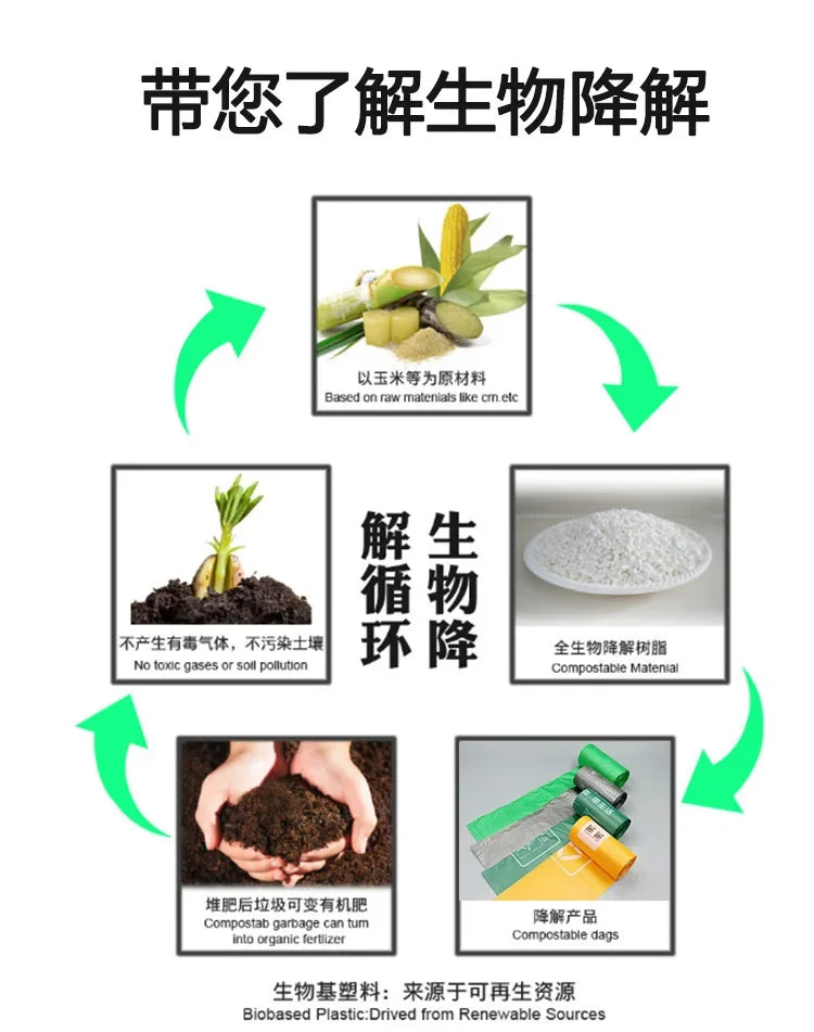 100pcs Biodegradable Garbage Bags – Disposable Starch Degradable Trash Bags for Kitchen Cleaning, Eco-Friendly Environmental Solution