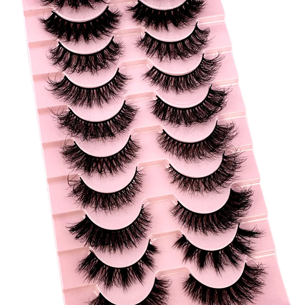 10 Pairs 3D Mink False Eyelashes – Natural Long & Short Fake Lashes Makeup Kit (38 Styles)