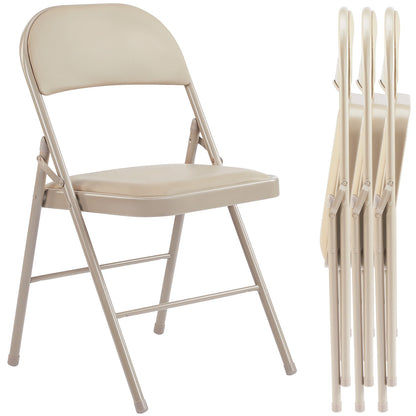 Leather Padded Folding Chairs – 4 Pack Sturdy Metal Rocking Dining Chairs for Living Room, Outdoor & Office