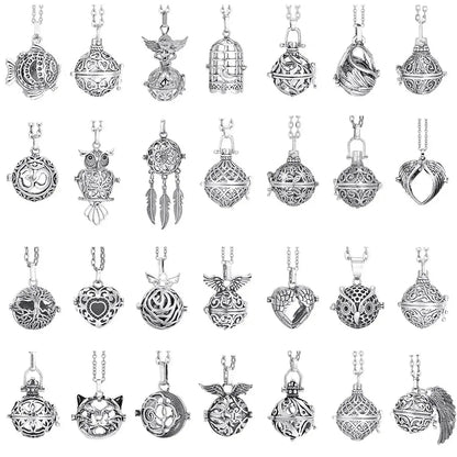 Vintage Mexico Angel Ball Chime Necklace – Antique Locket Aromatherapy Essential Oil Diffuser