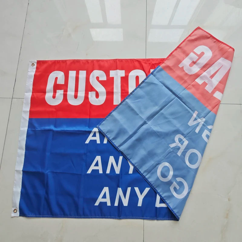 Custom Digital Print Flag Banner - Personalized Company Logo Polyester Outdoor Advertising Flag with Brass Grommets for Events & Promotion