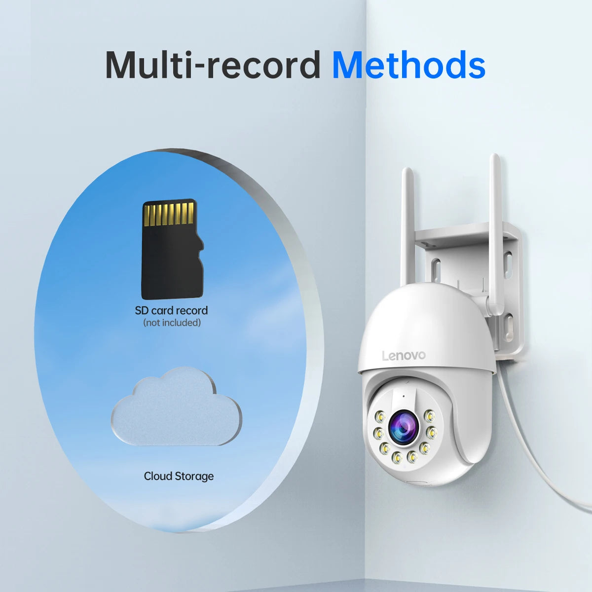 Lenovo 3MP/5MP PTZ WiFi IP Camera, 4X Digital Zoom, Audio, Color Night Vision, Waterproof, Outdoor CCTV Smart Home Surveillance