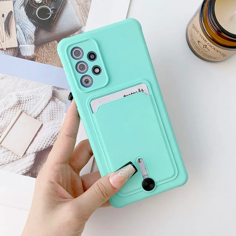 Shockproof Wallet Phone Case for Samsung Galaxy A51/A52/A53/A55 & A71/A72 – Soft Silicone Card Slot Back Cover