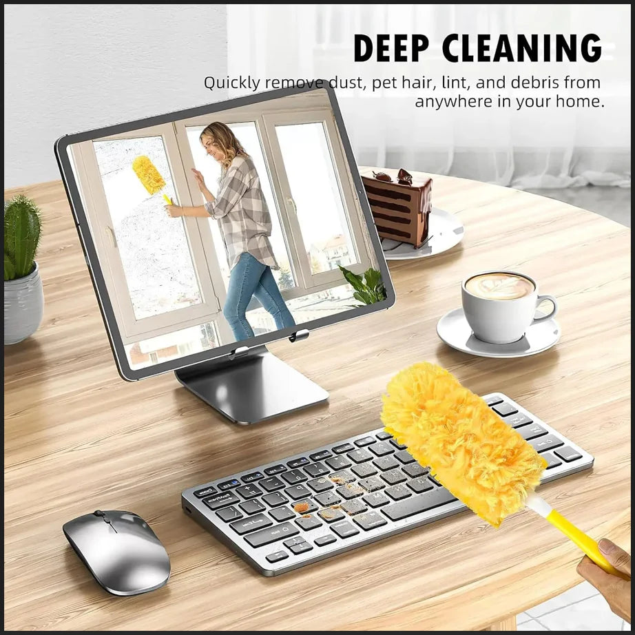 Double-Sided 360° Electrostatic Duster – Disposable Feather Cleaner for Dust, Spider Webs, Roofs & Desktops