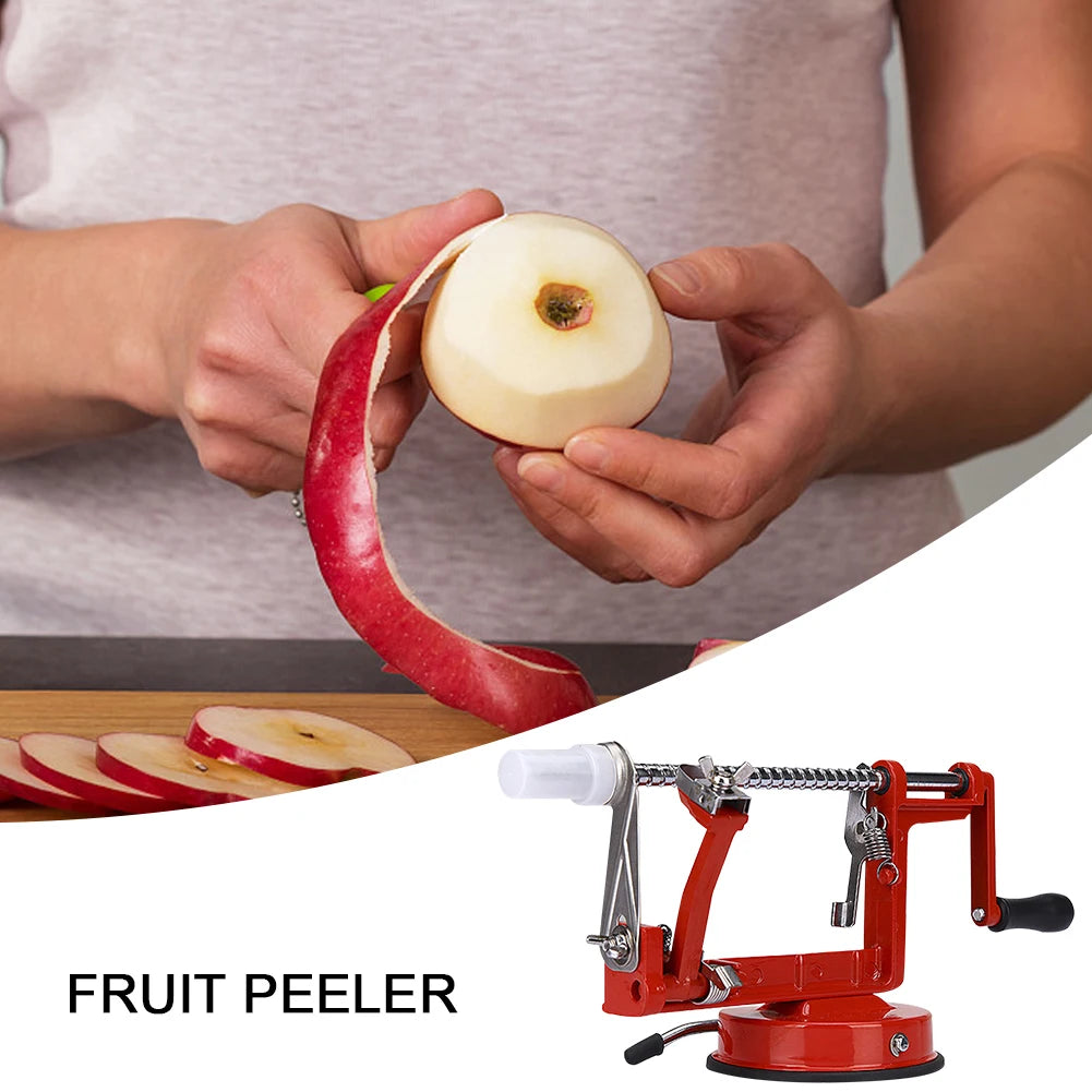 Versatile 3-in-1 Fruit Peeler Slicing Machine - Stainless Steel Apple Peeler Corer with Suction Base for Household Kitchen