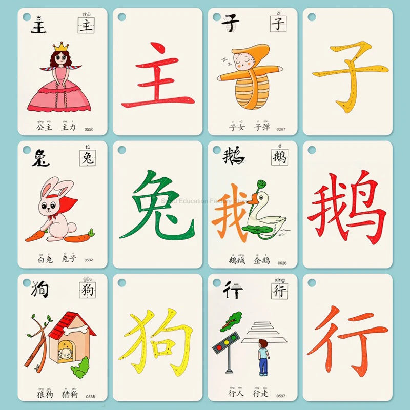 250-Word Picture Learning Cards for Kids – Hanzi, Pinyin & Literacy Enlightenment Flashcards for Kindergarten Education
