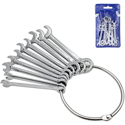 10-Piece Mini Wrench Set - Portable Metric and Imperial Pocket Spanners for Compact Everyday Repairs