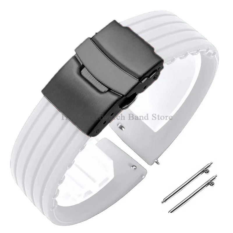 Quick Release Silicone Watch Strap 18–24mm – Sport Rubber Band for Huawei Watch GT2/3/4, Omega, Seiko, Fossil